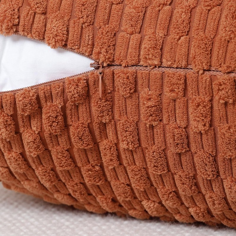 Madizz Pack of 2 Boho Corduroy Cushion Covers 16x16 inch,