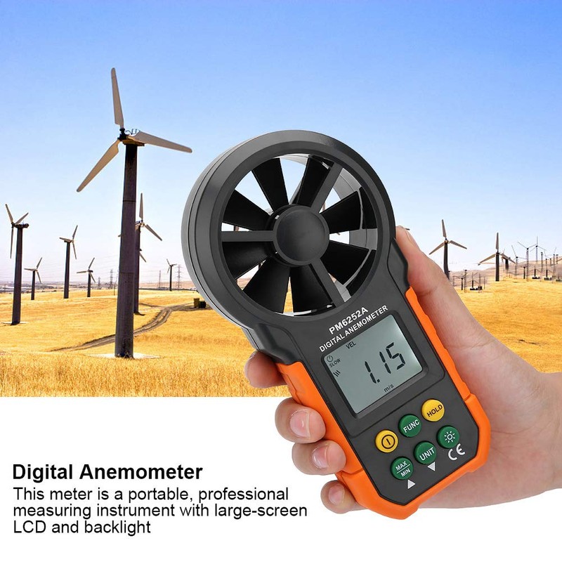 PM6252A Digital Wind Speed Meter, Wind Gauge Handheld Wind Speed