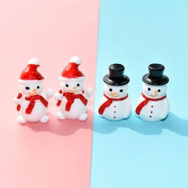Toddmomy 10Pcs Mini Snowman Figurines Christmas Snowman with Top Hat Christmas Micro Landscape Ornament Accessories Dollhouse Decoration