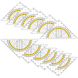 ZIOYA Set Square Plastic Geometry Triangle Flexible Set Square Drawing Triangle Protractor Transparent Geometry Set for School Students Painting and Office Pack of 12