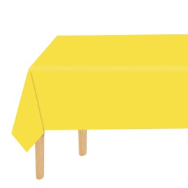 sunepany 2 Pack Yellow Plastic Table Cloths Disposable for 6 to 8 Foot Rectangle Tables 54 x 108 Inch Outdoor Picnic Table Cover for Camping Wedding Baby Shower Birthday Party Baptism Decorations