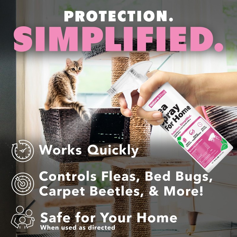 NatureStop Flea Spray for Home, Fast-Acting Flea Killer for Carpets,