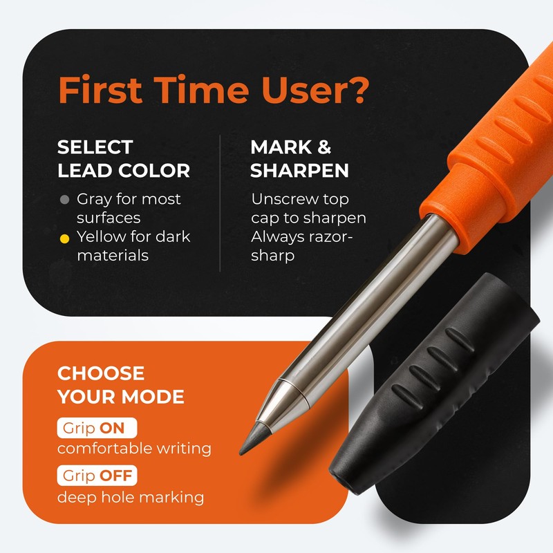 THORVALD New 3-in-1 Carpenter Pencils with Finger Grip for Construction