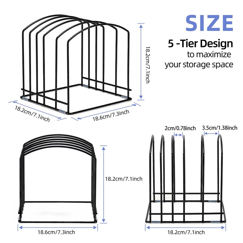 ziroland 5-Slot Cutting Board Organizer, Bakeware Organizer, and Kitchen Cabinet