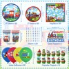 Train Party Supplies , Includes Happy Birthday Banner, Plates, Cupcake