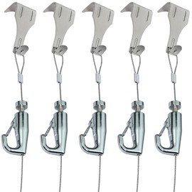 tunghey 5Pack Sturdy Picture Rail Hanging System, 66 lb (30 kg) Max Load Capacity, Adjustable Wire Hooks Kit, Cable with Loop, Frames Display kit (1.5M)