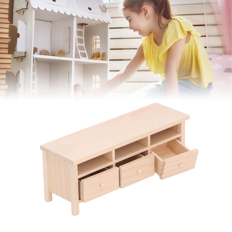 Miniature TV Cabinet Simulation Drawers Design Decorative Wooden Furniture Model