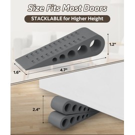 3 Pack Door Stops for Bottom of Door, Rubber Door Stopper Wedge with Holder, Door Holder to Keep Door Open, Doorstop Wall Protector for Home & Office & School, Dark Grey