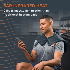 Pure Enrichment PureRelief Pro Far Infrared Neck & Shoulder Heating Pad - Deeper Muscle Relief, 4 Heat Settings, Auto Shut-Off, Universal Fit, Magnetic Closure, Dry/Moist Heat, Machine Washable