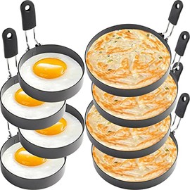 Egg Rings 4 Pcs Large 6" Pancake Molds And 4 Pcs 3.5" Fried Egg Molds Stainless Steel Nonstick Egg Ring for Frying Eggs And Muffins