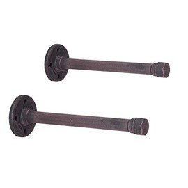 Duraline Pipe Bracket Set Industrial Black | Shelf Support for Shelf Boards | 22.5 cm | Black | Pack of 2