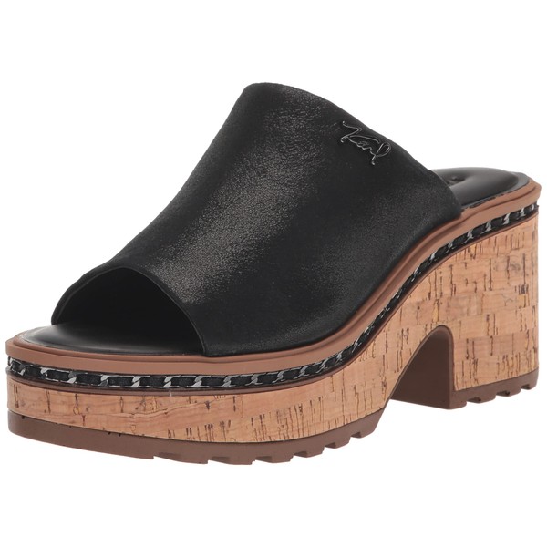 Karl Lagerfeld Paris Women's Carita Wedge Sandal Platform, Solid Black,