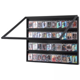 Baseball Card Display Case, 36 Graded Sport Card Display Case Wall Mount with UV Protection Acrylic Door, Trading Card Display Frame for Football Basketball Hockey Cards Collection