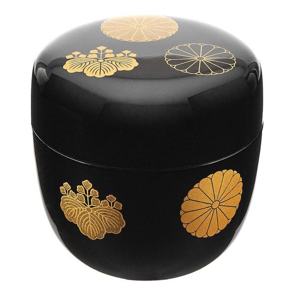 Japanese Matcha Tea Canister NATSUME for Matcha Powder Black Gold Made in Japan Diameter 6.7 cm Height 6.7 cm for Approx. 40 g Matcha