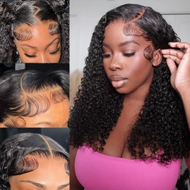 13x6 HD Deep Wave Lace Front Wigs Human Hair 22 Inch Deep Curly Lace Front Wigs Human Hair 180 Density Frontal Wigs for Women Glueless Wigs Human Hair Pre Plucked Pre Cut with Baby Hair Lace Front Wig