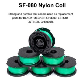 Replacement Strimmer Spool, Autofeed Strimmer Line φ 2mm Length 19ft, Compatible with Black and Decker GH3000, LST540, LST540B and GH3000R, SF-080 (Pack of 1)