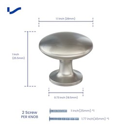 LONTAN LONTAN 20 Pack Cabinet Knobs Kitchen Door Knobs Cabinet Door Knobs Brushed Nickel Cupboard Knobs for Drawers, LS6050SNB