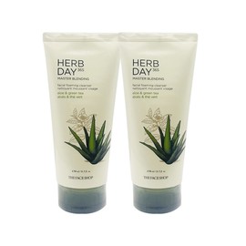 The Face Shop Herb Day Master Blending Facial Cleansing Foam Aloe 170ml + 170ml / 더페이스샵 허브데이 마스터 블렌딩 페이셜 클렌징폼 알로에 170ml + 170ml
