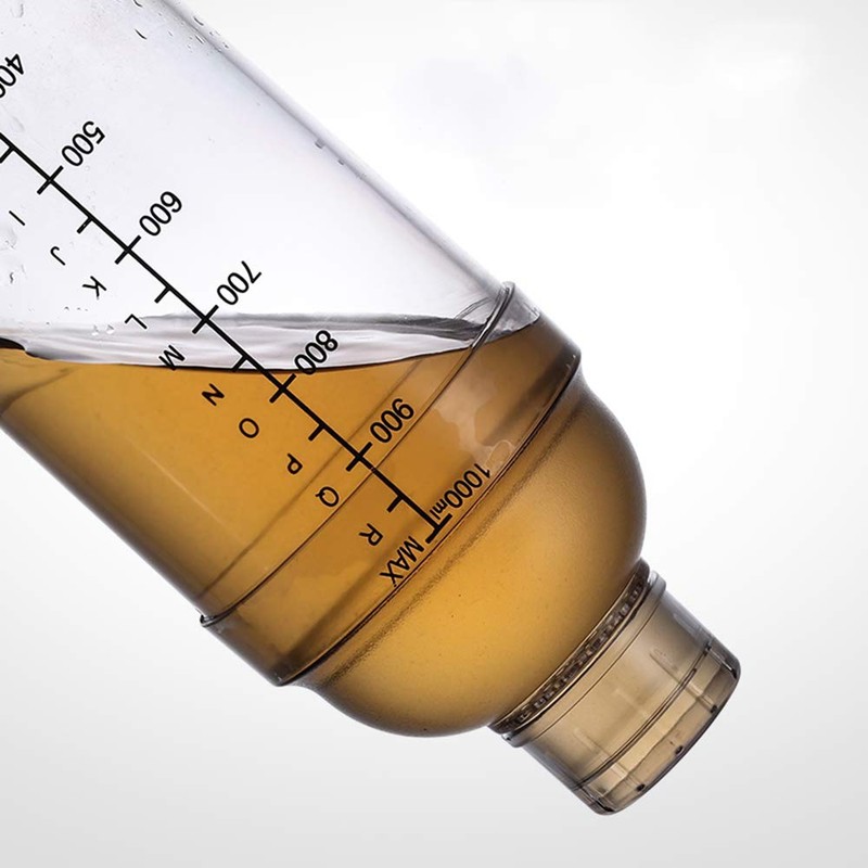FEOOWV Plastic Cocktail Shaker,Drink Mixer Hand Shaker Cup with Scales,Transparent