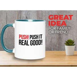 Bubble Hugs Nurse 2Tone Green Mug 11oz - Push! Push it - Labor Clinical Certified Nursing Assistant Surgical Emergency Oncology Practitioner