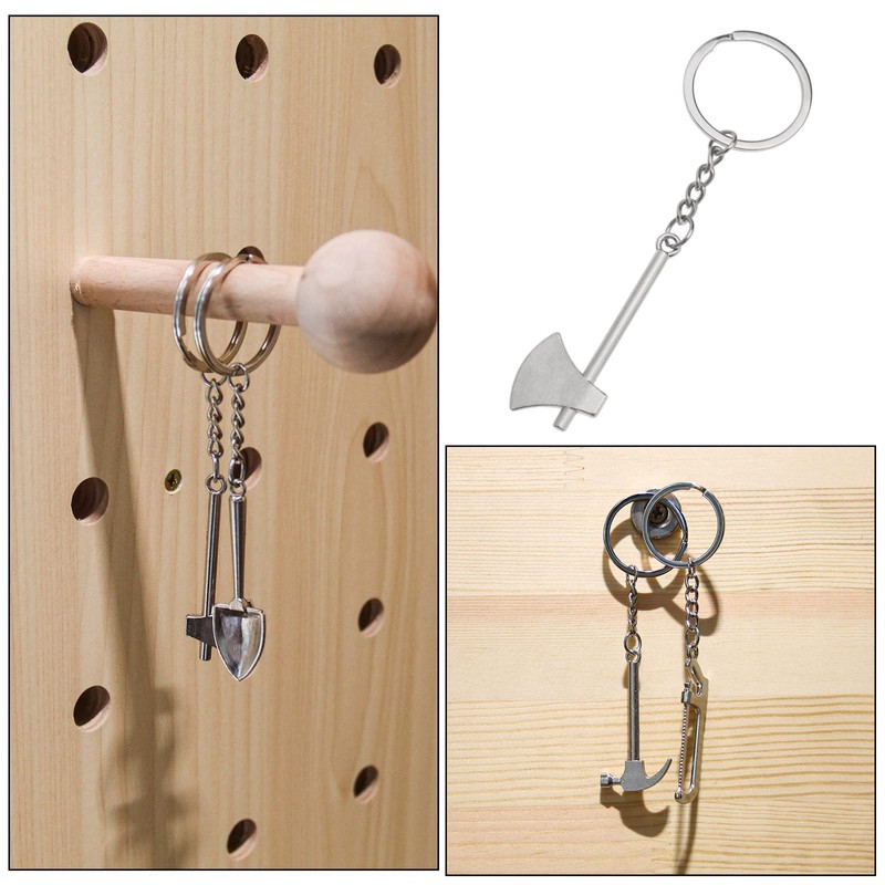 5Pcs Simulation Tool Keychain Simulation Wrench Key Rings Metal Shovel