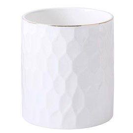 YOSCO Kitchen Utensil Holder, Large Ceramic Cooking Utensil Holder with Gold Line Modern Utensil Crocks (W6.1” x H7.2”) for Kitchen Counter-Farmhouse, Housewarming Gift (White-7.2 INCH)