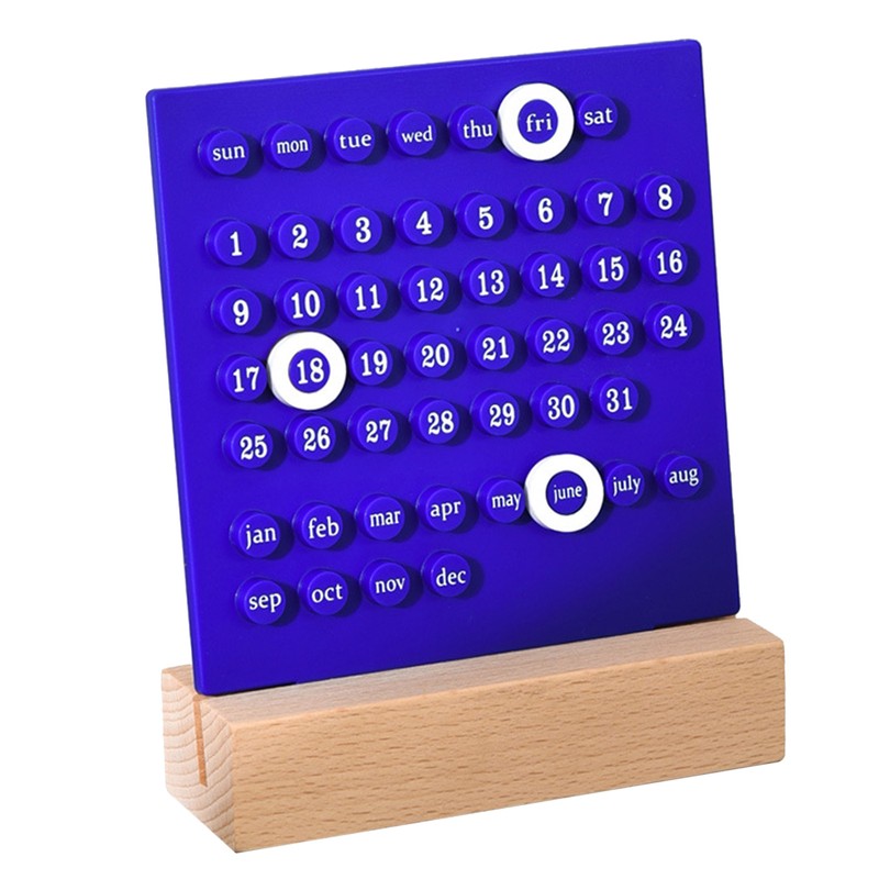 Wooden Kids Calendar DIY Hand Operated Develop Planning Skills Perpetual