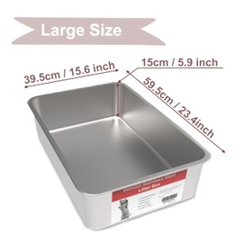VehiGo Extra Large Metal Cat Litter Box, Stainless Steel Durable Litter Pan for Large or Multiple Cats, Kitty Litter Box with Smooth Surface and Easy to Clean, XL(23.6"x15.7"x5.9")