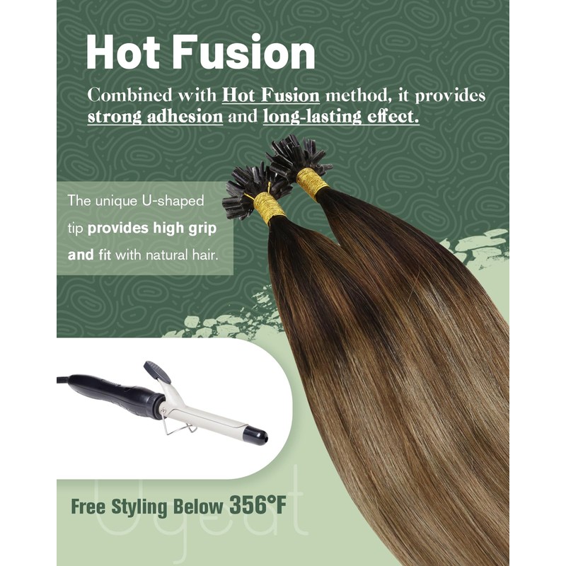 Ugeat U Tip Hair Extensions Human Hair Balayage Dark Brown