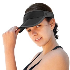 GADIEMKENSD Sun Visors Hats for Women Mens Beach Hat Summer Straw Sunhat Fashion Foldable Wide Brim Sombreros para Mujer Ponytail Caps UV Protection Hat for Run Hiking Football Golf Black Dark Gray