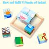 Japace Wooden Cube Puzzle, 3D Picture Cube Puzzle Games, 6-in-1