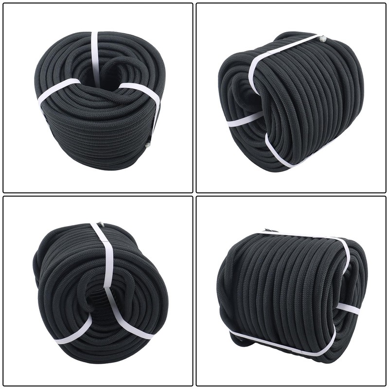 HOSTIC 1/2IN X 200FT 48 Strands Black Polyester Braided Rope