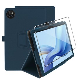 zZjoOoj Case Compatible with Doogee T10W 10 Inch Tablet Protective Case, Tablet Protection Bundle with 1 Piece 9H Hardness Anti-Scratch Film, Vertical Stand Function, Navy Blue