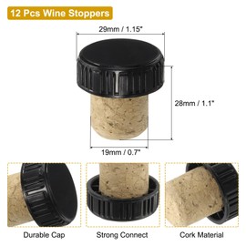Uxcell 100Pcs PVC Heat Shrink Capsules with 12Pcs Cork Wine Stopper Kit for Wine Glass Bottles, 30x60mm, Red