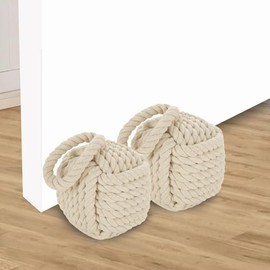 Acrux7 - Juego de 2 topes de puerta de 5.5 x 5.5 pulgadas, cuadrados, con nudo de cuerda, náutico, decorativos, hechos a mano con asa, topes de puerta interiores con peso de yute para ventana, parte