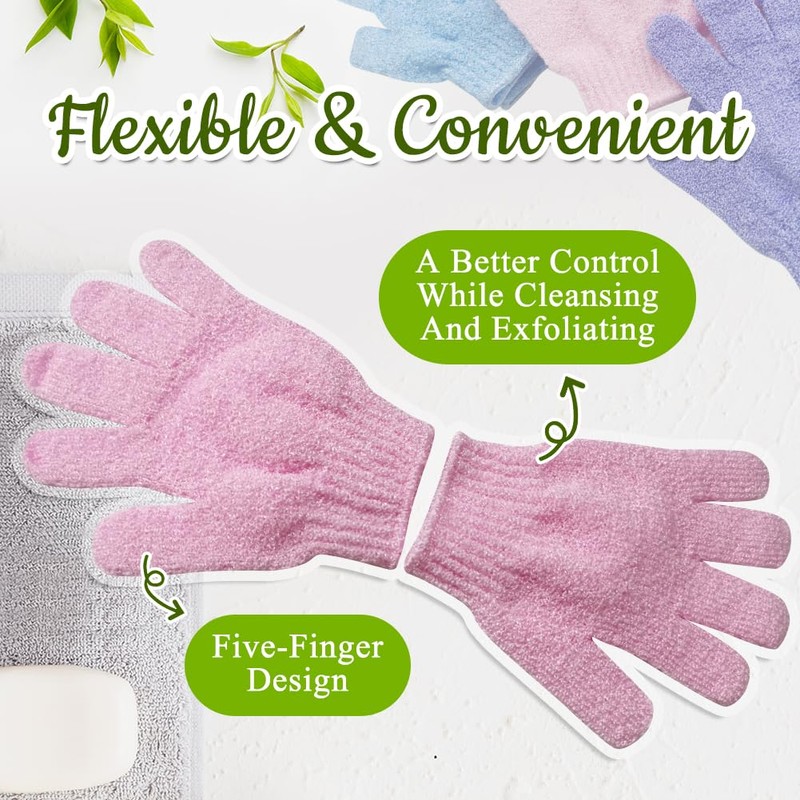 3 Paar Peelinghandschuh, Exfoliating Gloves Peeling-Duschhandschuhe Doppelseitig Körperhandschuh, Peeling Handschuhe