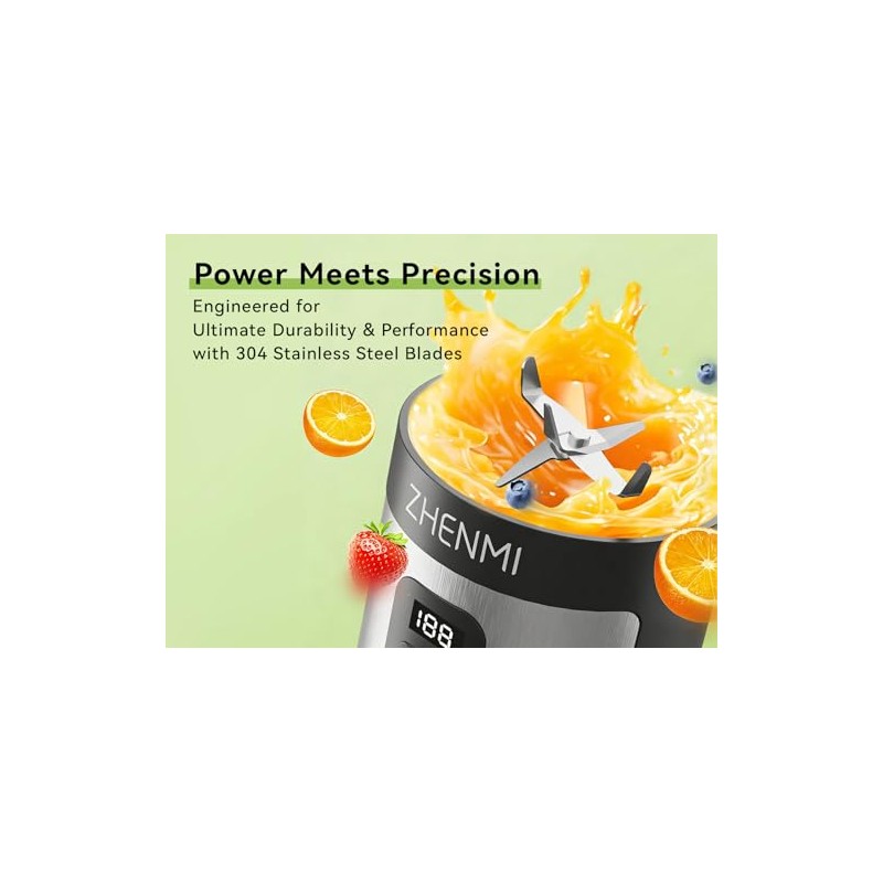 ZHENMI Portable Blender for Smoothies & Shakes - USB-C Rechargeable
