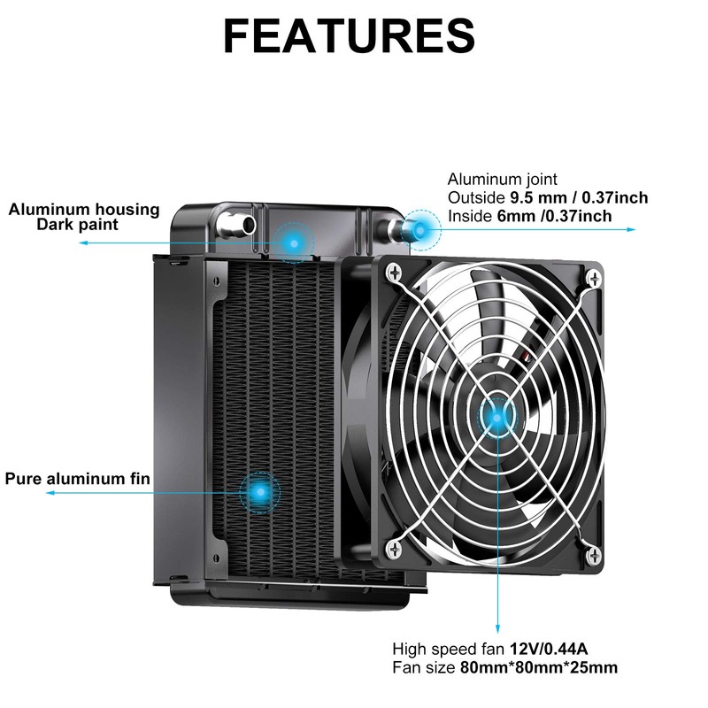 Clyxgs 8 Pipe Aluminum Heat Exchanger Cooling Water Drain Water