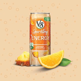 V8 Sparkling +Energy, Healthy Energy Drink, Natural Energy from Tea, Orange Pineapple, 11.5 Ounce Can (Pack of 12)
