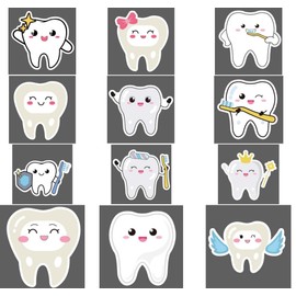 Cute Dental Tooth Badge Reel Retractable Accessories Bulk 12 Pcs Dentist Assistant Healthcare Nursing Medical Badge Holder Badge Clip Doctor Social Worker RN CNA ID Card Gifts