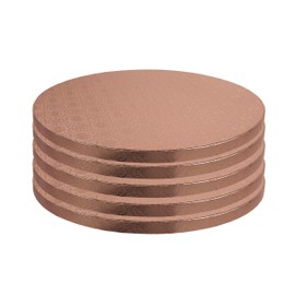 O’Creme Cake Board, Rose Gold Foil Round Cake Circles with Gorgeous Design, Sturdy & Durable 1/2” Thick Cake Drums, Round Cake Boards with 12” Diameter, Pack of 5 Disposable Cake Drums