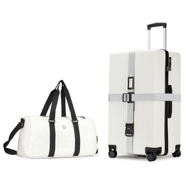 PRIMICIA ginzatravel Suitcase, 28 inch suitcase with wheel & Travel Bag & Suitcase Strap, Scratch resistant texture Lightweight PC material, TSA lock (Star Silver (combination))