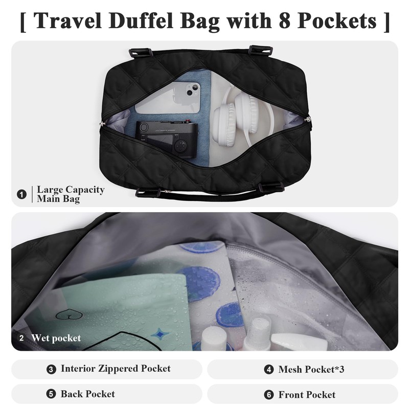 Travel Duffel Bag,Sports Tote Gym Bag,Shoulder Weekender Overnight Bag for