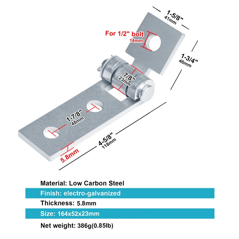 OTTFF 6 Pack 3 Hole Adjustable Hinges, 1-5/8" Strut Channel