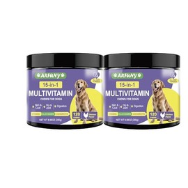 2 Packs 15 in 1 Dog Multivitamin Supplement - Dog Vitamins for Immune System, Digestion, Hip & Joint, Skin & Coat - Multivitamin Chews for Dog with Glucosamine & Chondroitin