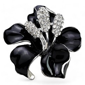 GFM® Orchid Lily Flower Brooch - Birthday Valentine's Day, Mothers day, Poppy Day, Remembrance Day, Christmas -Black-(Brch-PPY-ORC-KL)