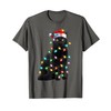 Xmas Lights Santa Hat Black Cat Christmas T-Shirt