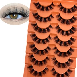 TIKILEY D Curl Lashes Strip False Eyelashes Natural Look Short 3D Volume Wispy Cat Eyelashes Fluffy Faux Mink Lashes Pack