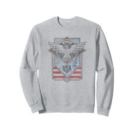 Trendy Vintage American Flag Bald Eagle Square Graphic Sweatshirt