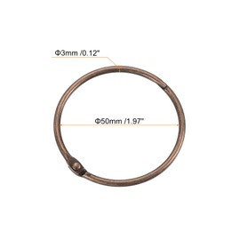 QUARKZMAN Shower Curtain Rings, Pack of 6 - Round Carbon Steel Shower Curtain Hooks, 2 Inch Loose Leaf Tie Rings for Shower Curtain Rods (Copper)